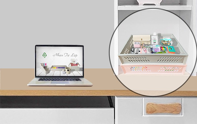 Rổ nhựa chữ nhật 934 TỰ LẬP - 32cm