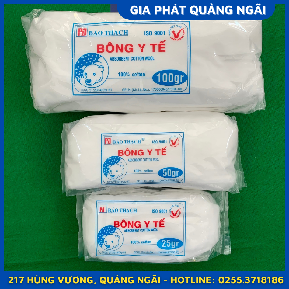 BÔNG Y TẾ TIỆT TRÙNG BẢO THẠCH 25GR-50GR-100GR BÔNG THẤM NƯỚC BÔNG HẤP