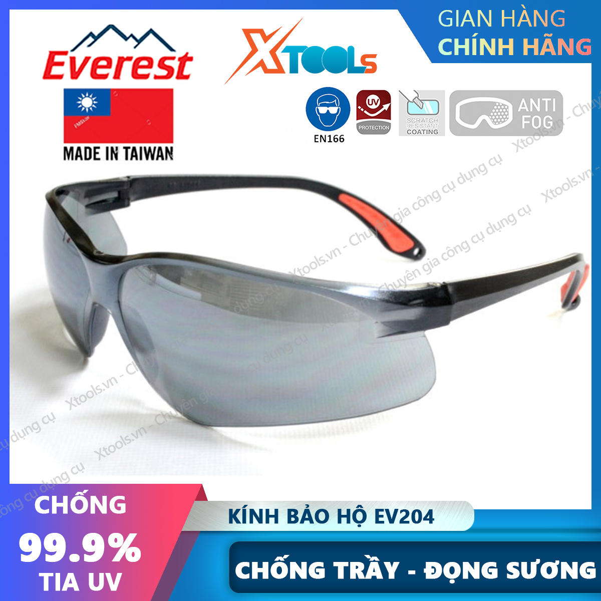 Goggles Everest EV204 glasses anti-UV, anti-dust đọng Dew eye protection when riding, labor, irises coated silver [XTools] [xsafe]