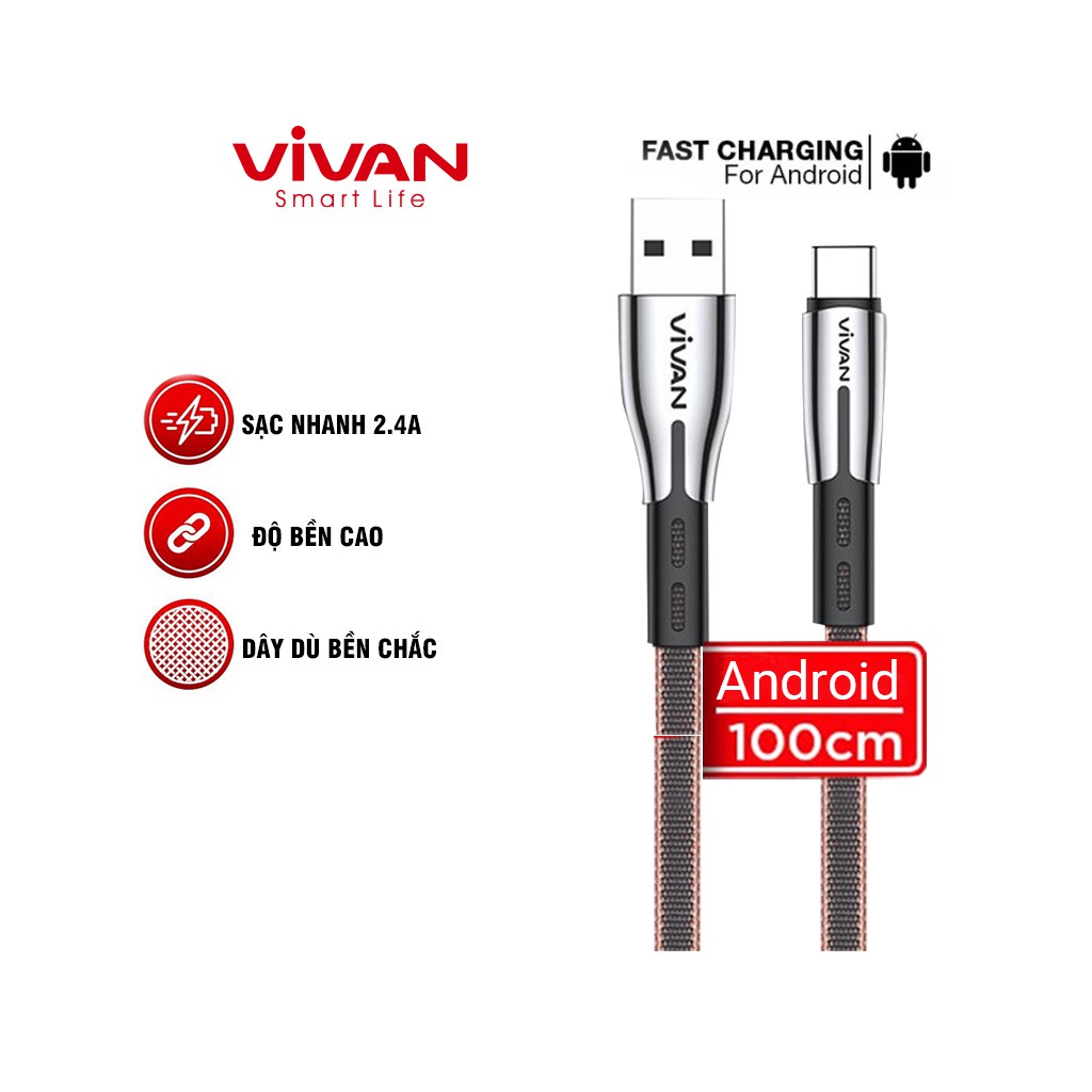 Cáp Sạc Nhanh Lightning/Type-C/Micro VIVAN BTK-L/BTK-M/BTK-C 1m cho iOS/Android