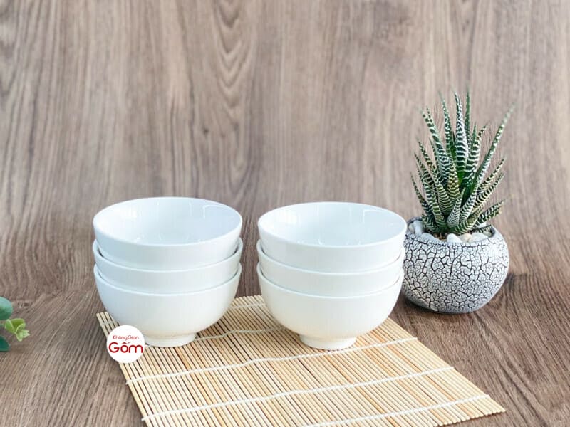 [HCM] Bộ 6 Chén Sứ Trắng Trơn - Tráng Men Cao Cấp