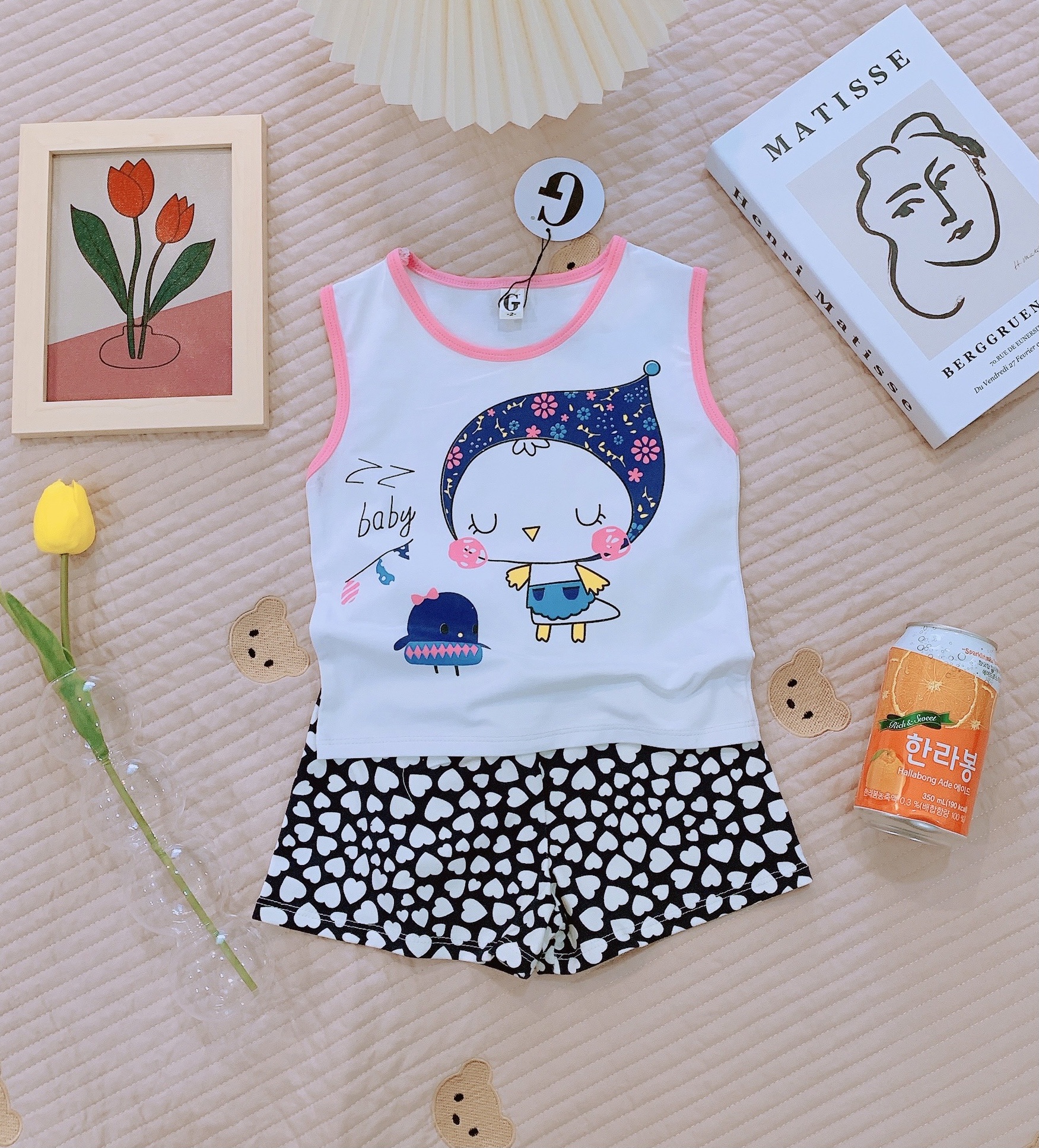[Hoàn Tiền 6%] Lyvyshop - (Cotton SG đẹp) Bộ sát nách bé trai, bé gái mùa hè siêu dễ thương bé từ 08kg-26kg (giá 01 bộ)