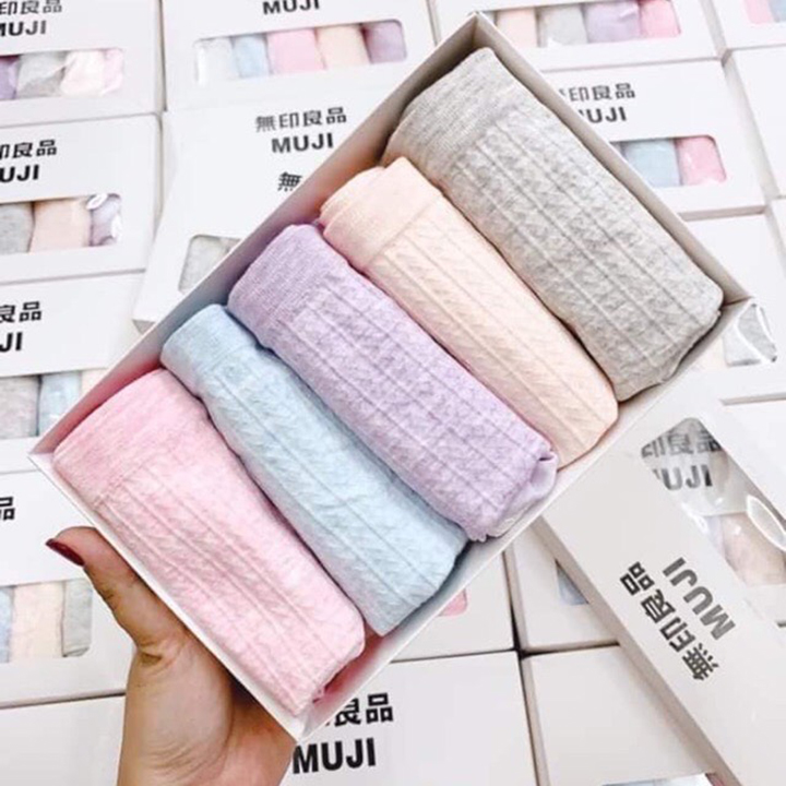 Sét 5 quần lót MUJI chất liệu cotton mặc thoáng mát size từ 40-55kg mặc vừa