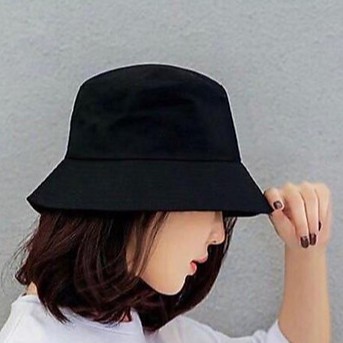 Mũ BucKet phong cách Hàn Quốc trơn đen cho cả Nam, Nữ