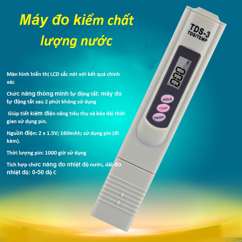 [HCM]bút kiểm tra chất lượng nước,Bút Thử Nước TDS Xiaomi - Kiểm Tra Độ Sạch Nước Uống.Bút thử nước sạch loại TDS chuẩn - Kèm hướng dẫn đo nước hồ thủy sinh - Bút đo kiểm chất lượng nước - Max Giảm 50%