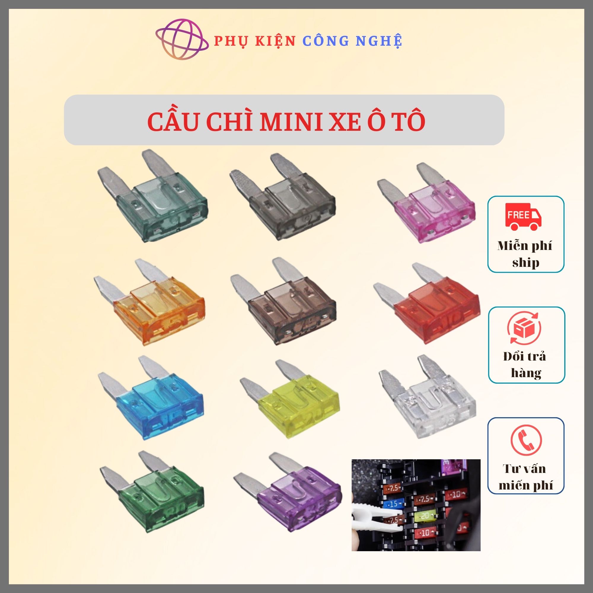 Cầu chì mini xe ô tô, xe máy (1 cái)