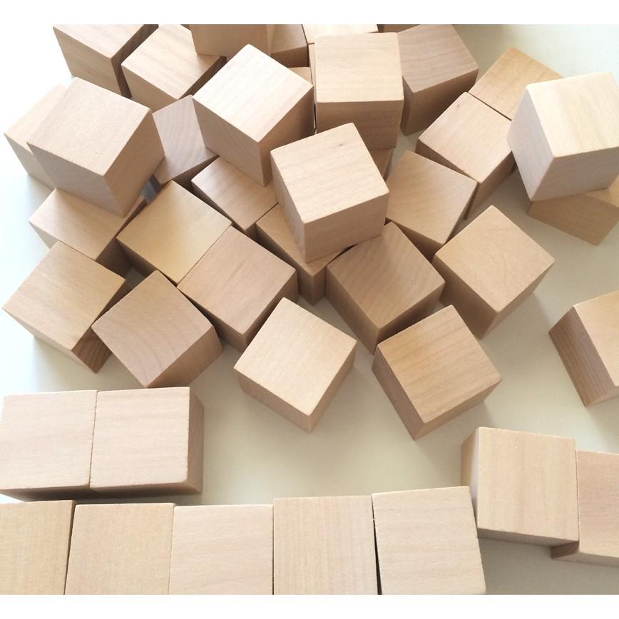 100 Khối gỗ lập phương 2cm - cube 2cm (loại gỗ mộc)