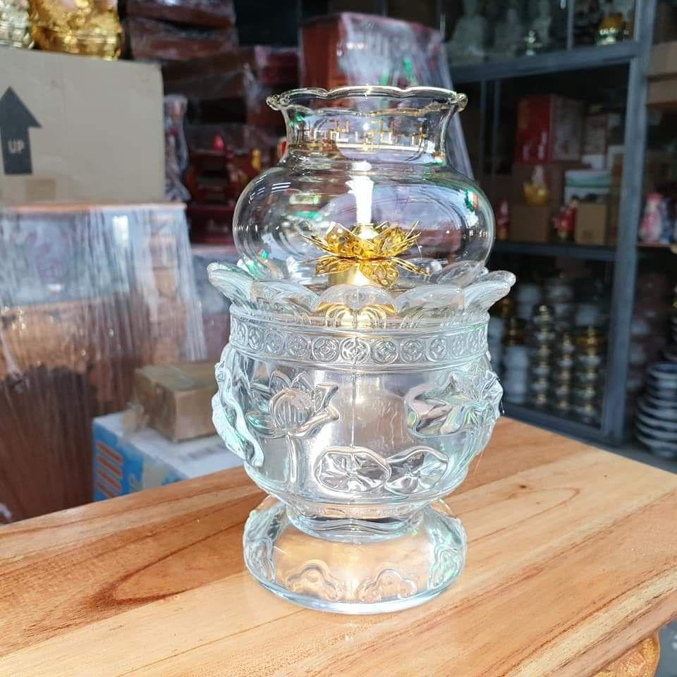 [HCM]Đèn thờ đốt dầu lưu ly cát tường cao 17 cm