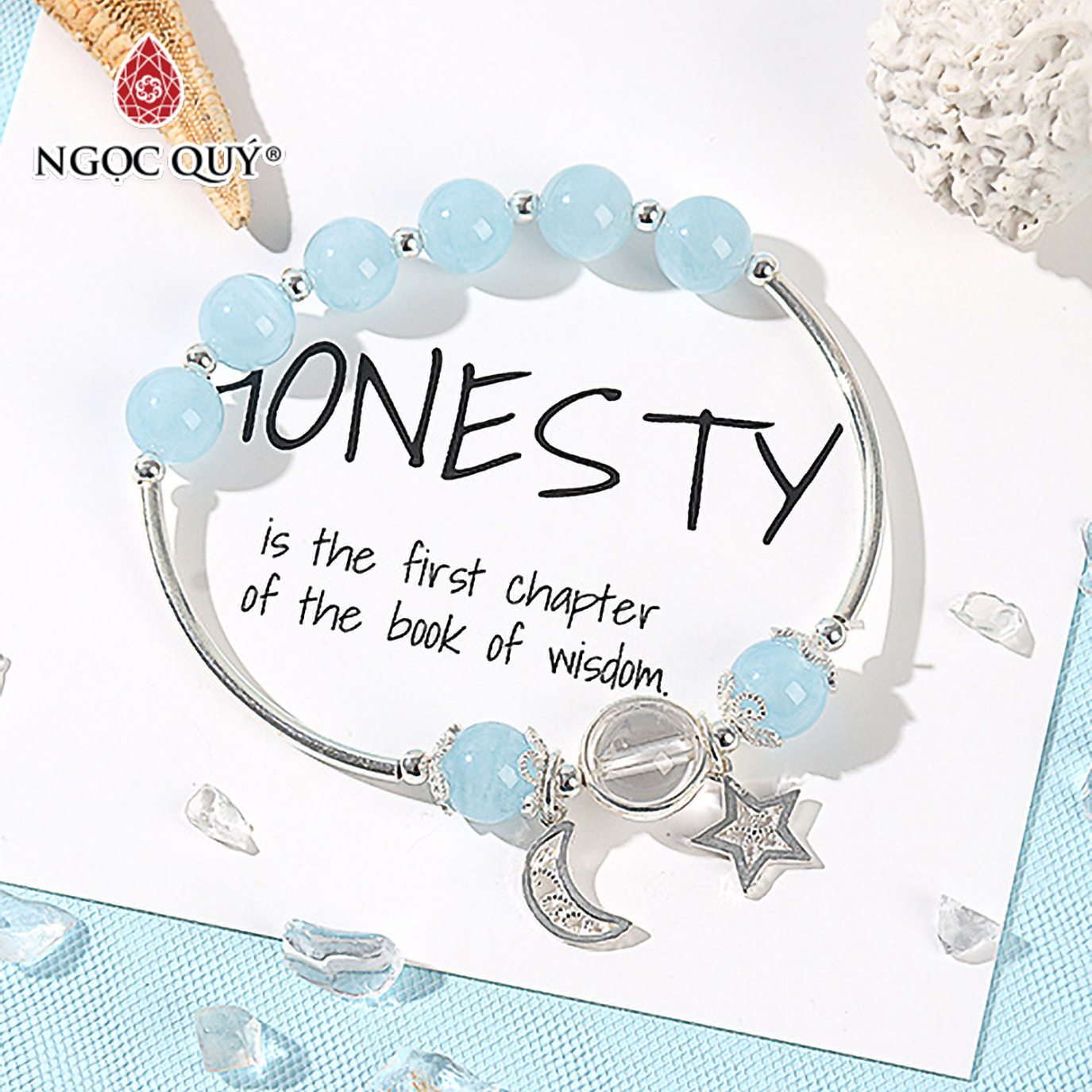 Vòng tay đá thiên nhiên phối charm bạc trắng - Ngọc Quý Gemstones