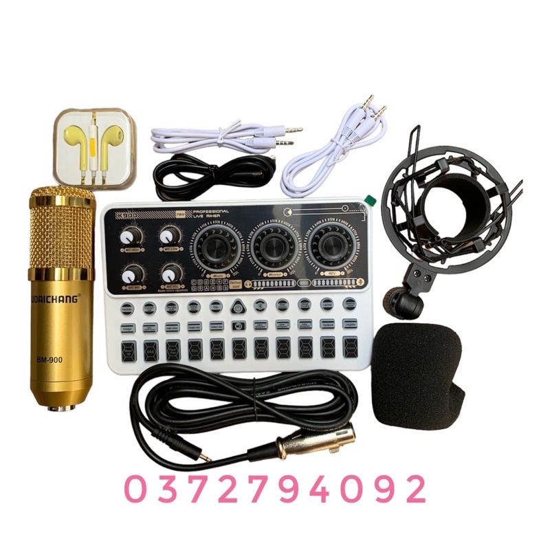 Bộ sound card k900 + micro bm900 bảo hành 12 tháng