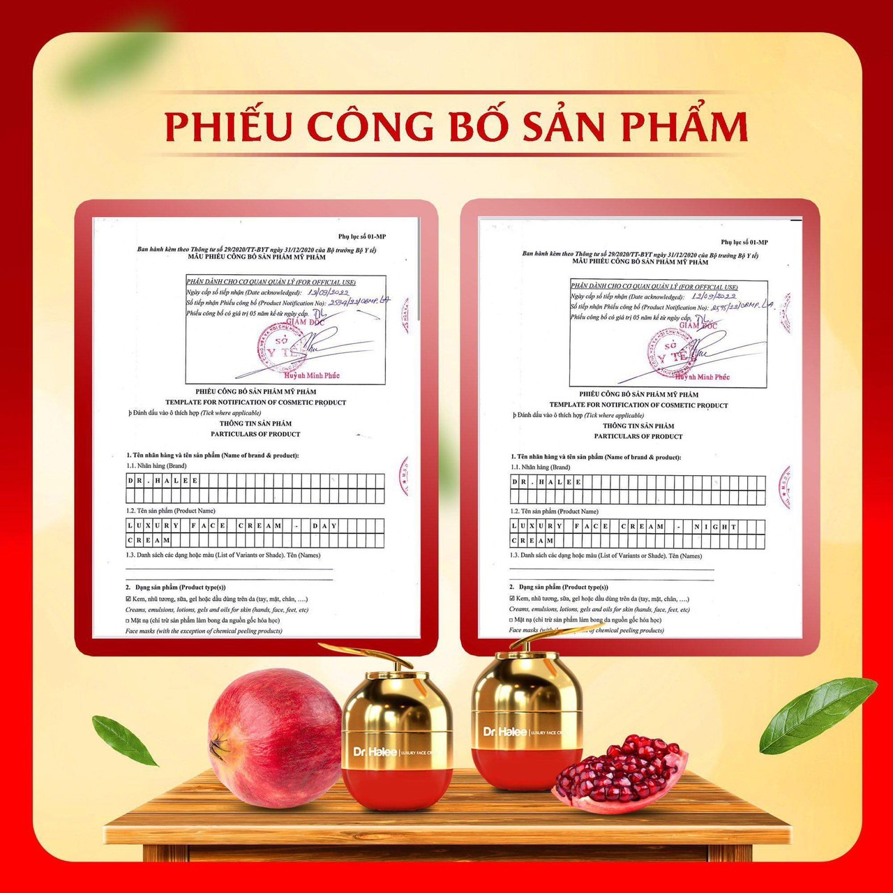Kem Dưỡng Da Ruby Lựu Đỏ Ngày Đêm DRHALEE