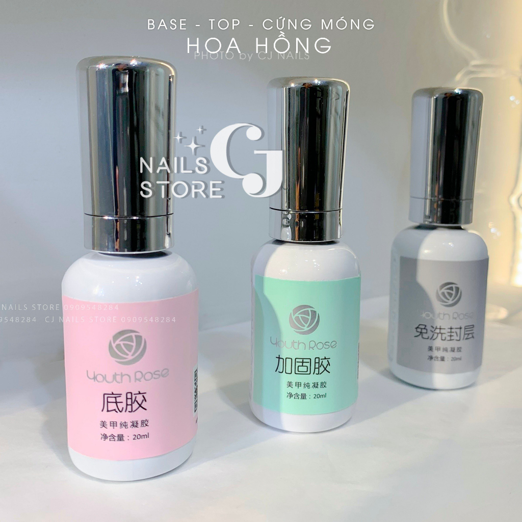 {CJ Nails Store} Cứng móng hoa hồng chai lơn (20ml)