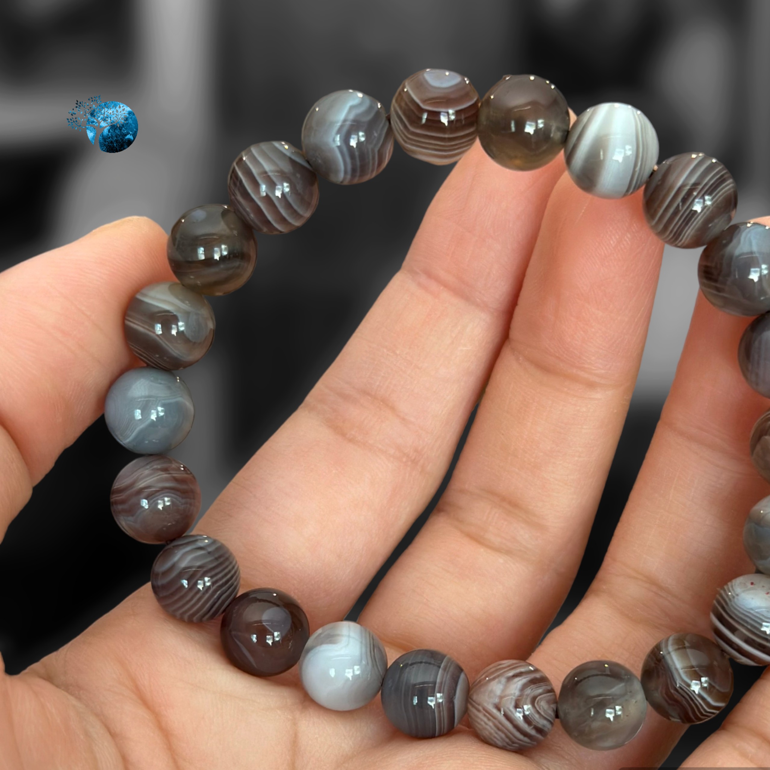 Vòng tay đá botswana agate 8mm