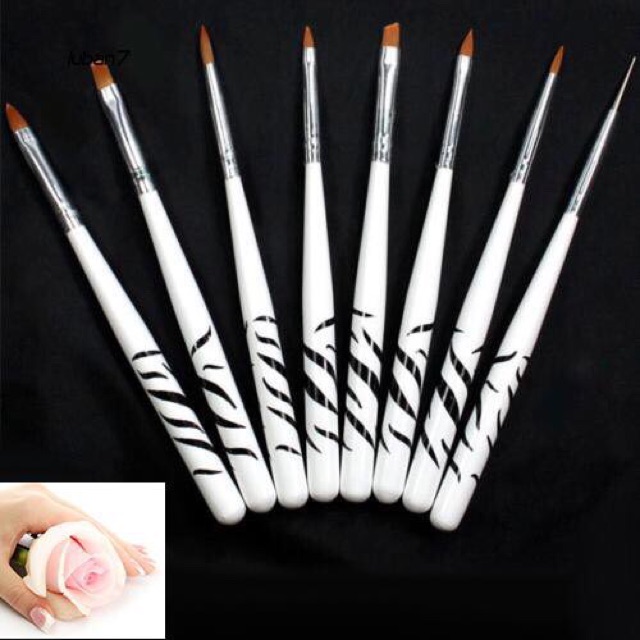 Set cọ vằn 8 cây làm móng,nail