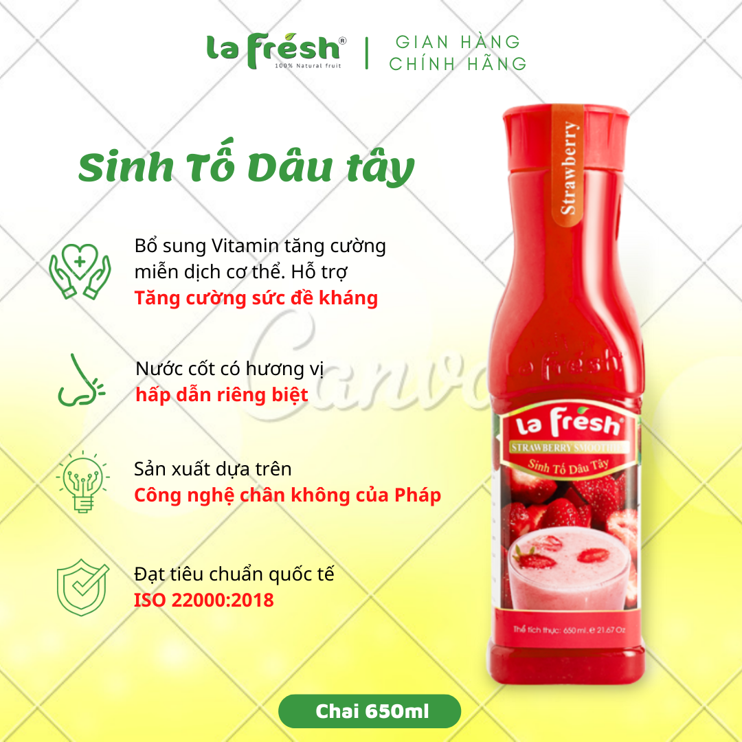 Sinh Tố Dâu Tây Lafresh Đà Lạt Chai 650ML