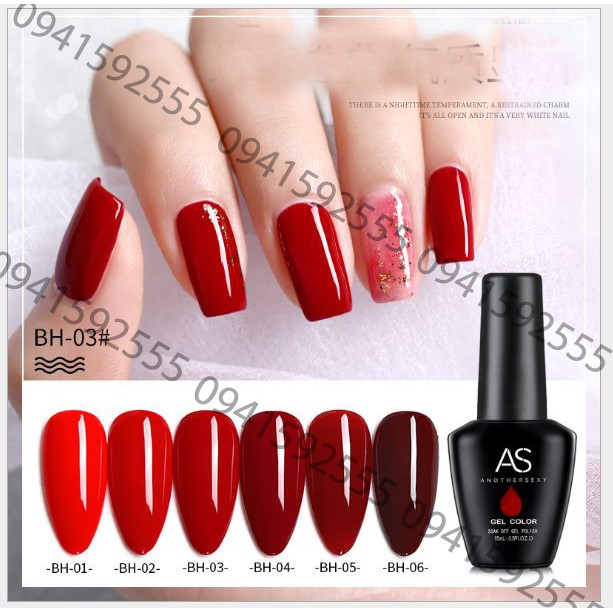 Set sơn móng gel as đỏ 6 màu mã bh