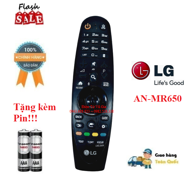 Remote điều khiển tv lg an-mr650a giọng nói tv lg 2017- hàng chính hãng 100% free ship + tặng kèm pin