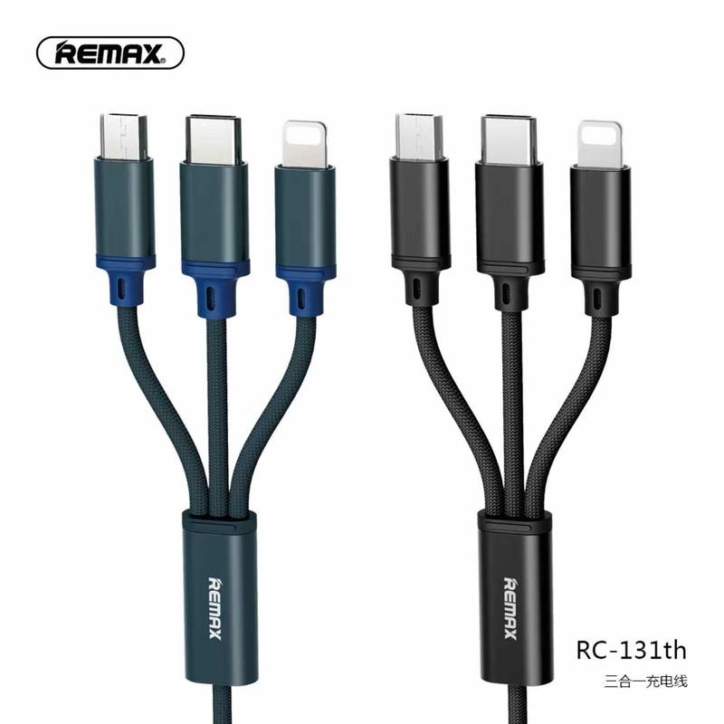 [HCM]Cáp sạc Remax 3 đầu RC-131TH Iphone - Micro usb - Type C | BH 3 tháng 1 đổi 1 - Hoàng Yến Computer