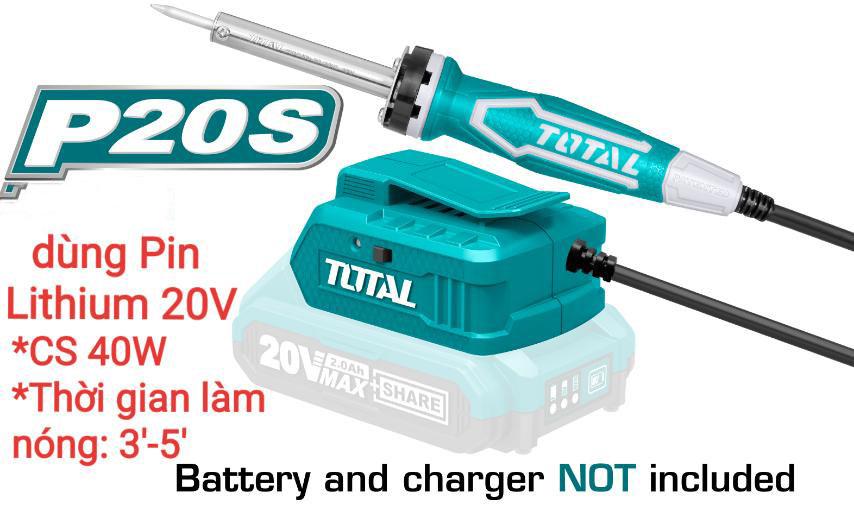 40w mỏ hàn dùng pin 20v total tsili2001