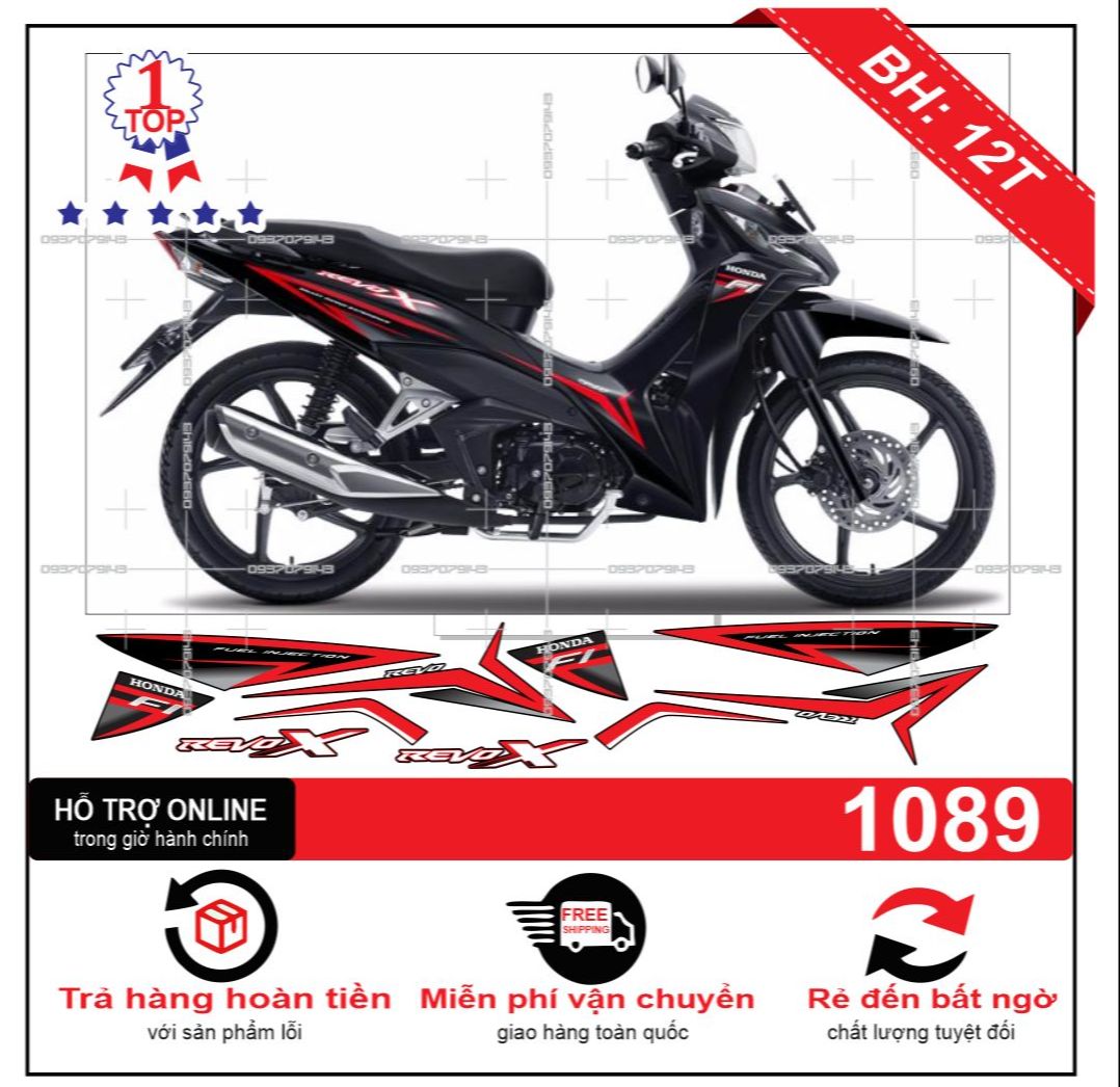 Tem rời dán xe wave RSX mẫu zin đỏ đen