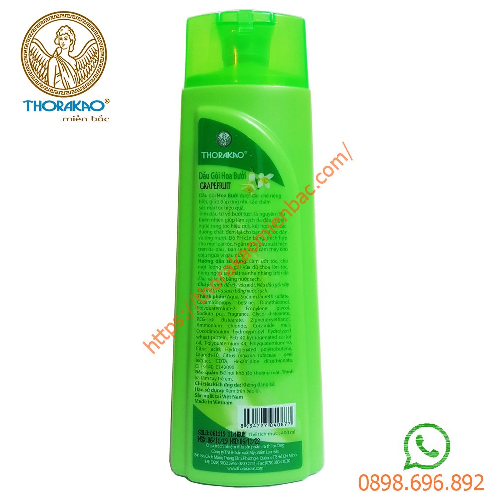 Dầu gội hoa bưởi ngăn rụng tóc Thorakao 400ml