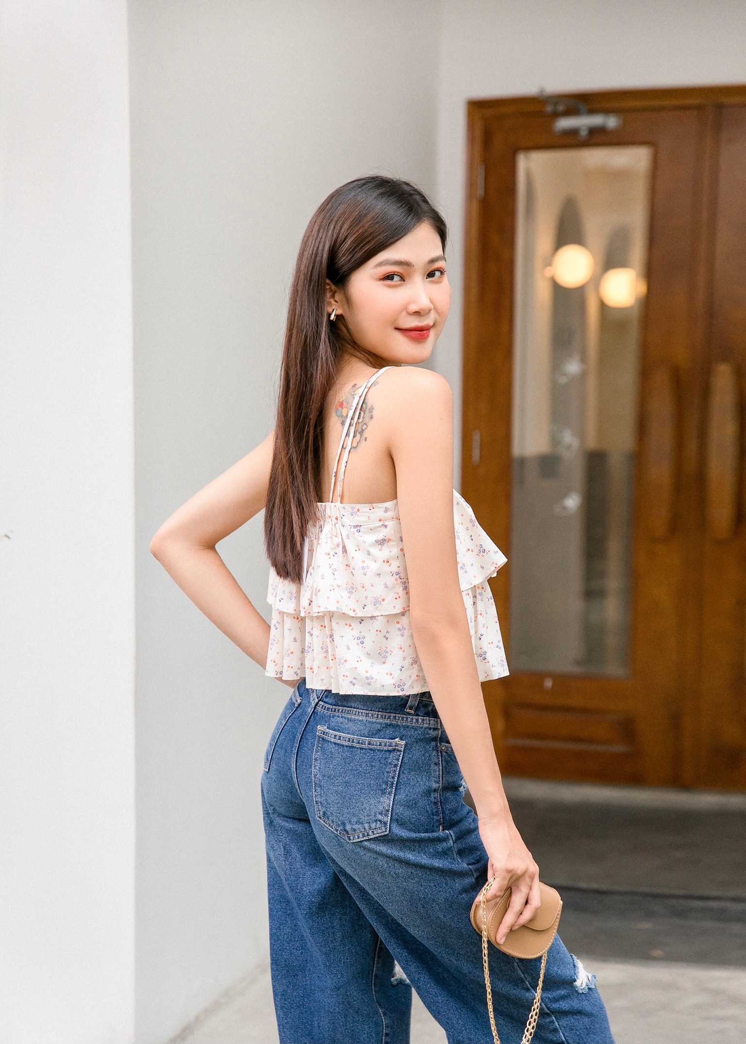 Quần jeans suông MIEU mài rách - HJN03 (Đậm/ Nhạt)