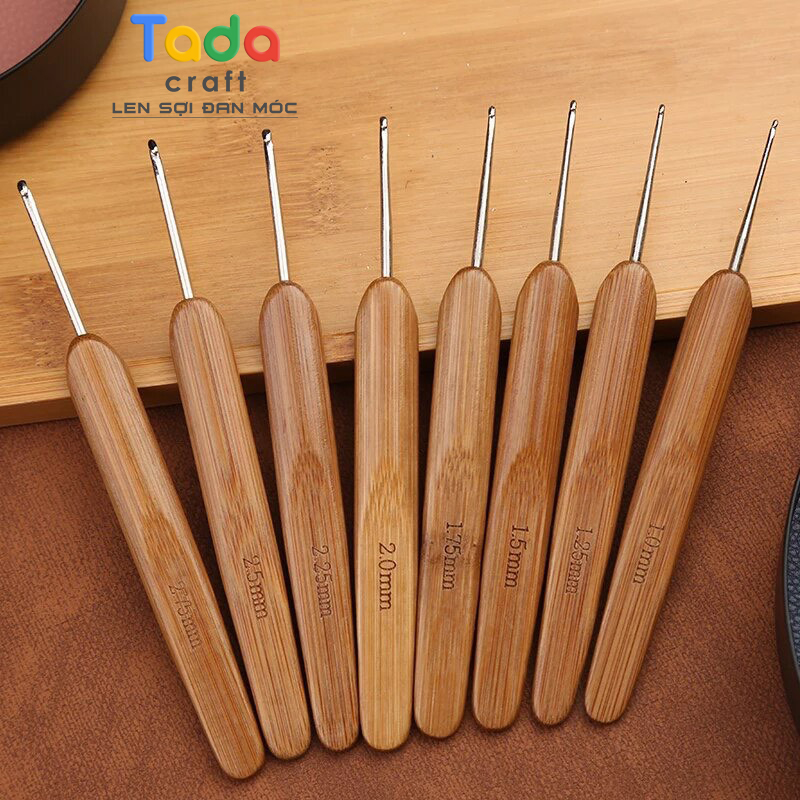 Kim Móc Len Cán Gỗ Tre Thiên Nhiên (Size Lẻ 1mm đến 6mm)