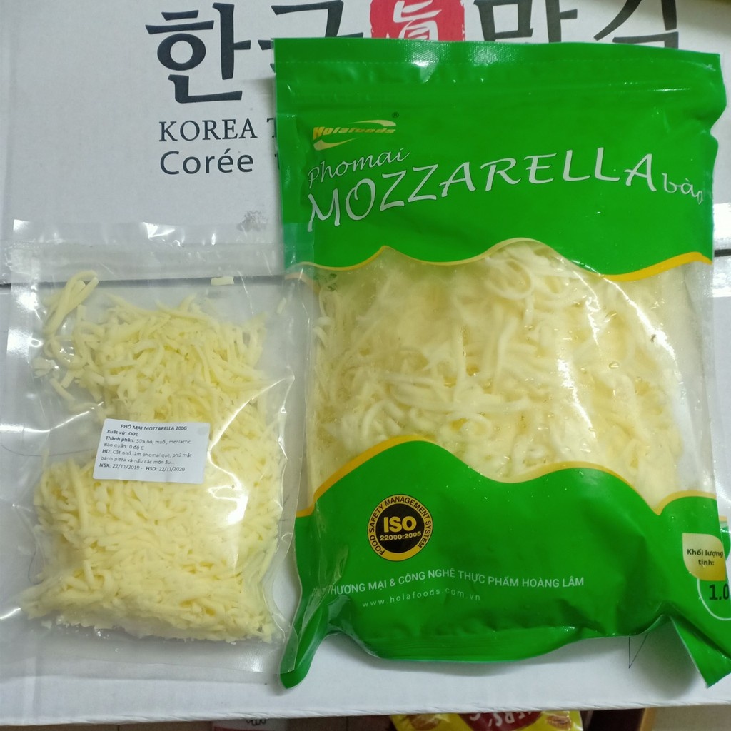 Phô mai mozzarela bào sợi túi zip chiết 100g