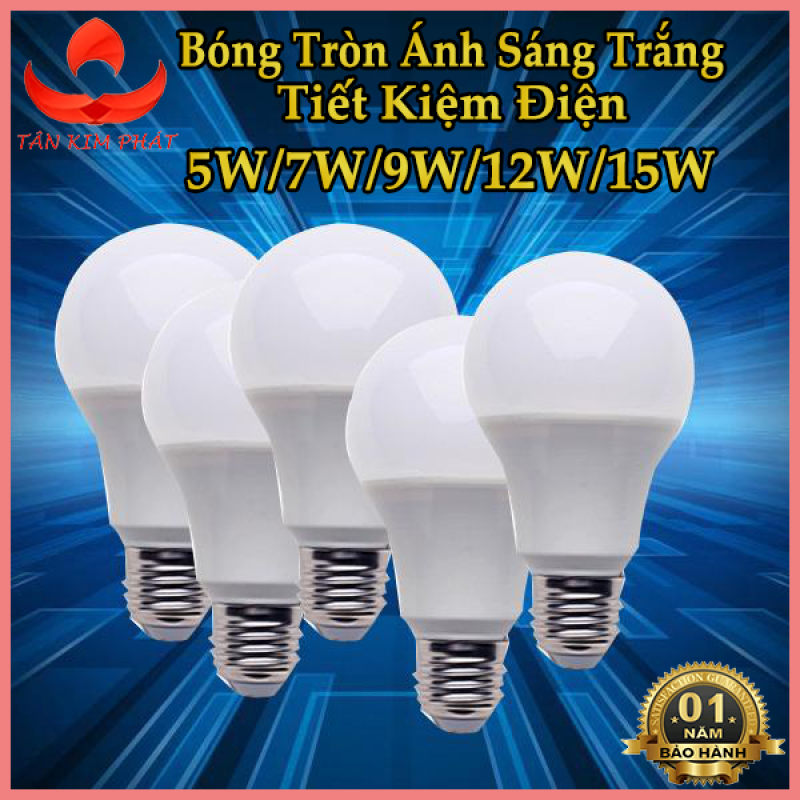 Bóng đèn LED Buld tròn trụ nhựa tiết kiệm điện Bảo Hành 1 năm công suất 5W - 7W - 9W - 12W - 15W Ánh sáng Trắng