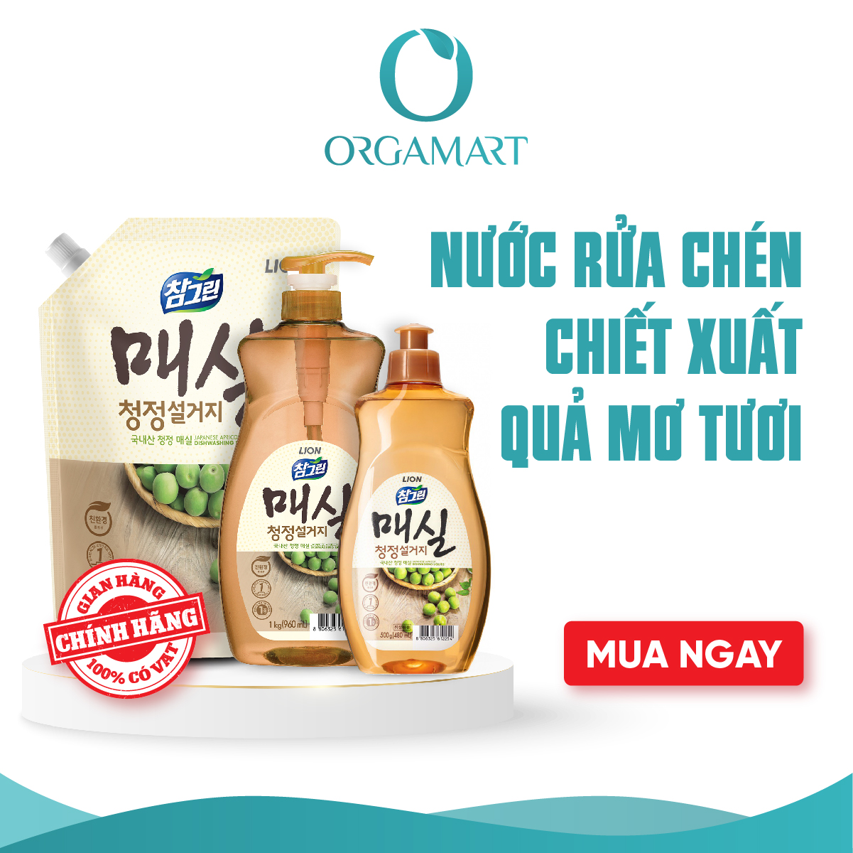 Nước Rửa Chén Chiết Xuất Quả Mơ Hàn Quốc (500g-1kg/chai/ 1,2L/túi)