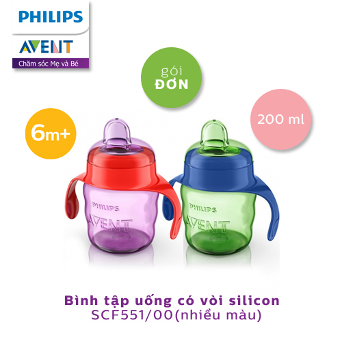 [HCM]Bình tập uống Philips Avent 6M+ SCF551 200ml (xanh)