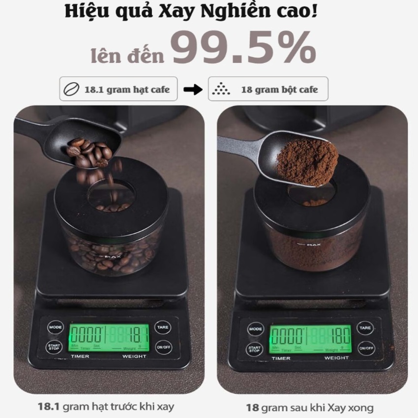 Máy xay hạt cà phê tự động tích hợp 34 chế độ xay thương hiệu HiBREW G3, công suất 220W (Bảo Hành 1 Năm)