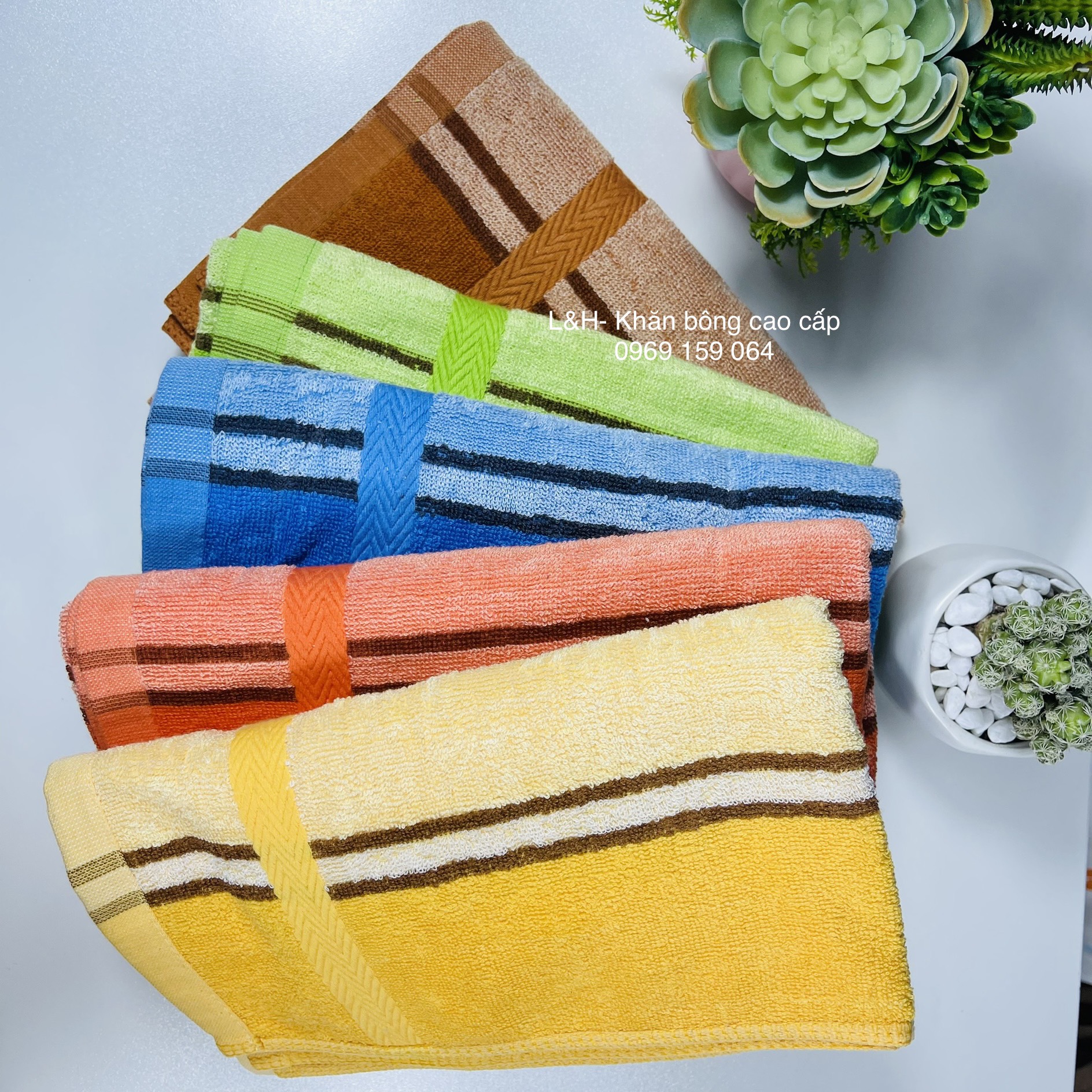 Khăn tắm 100% cotton kẻ sọc Tân Thịnh, KT 50x100cm