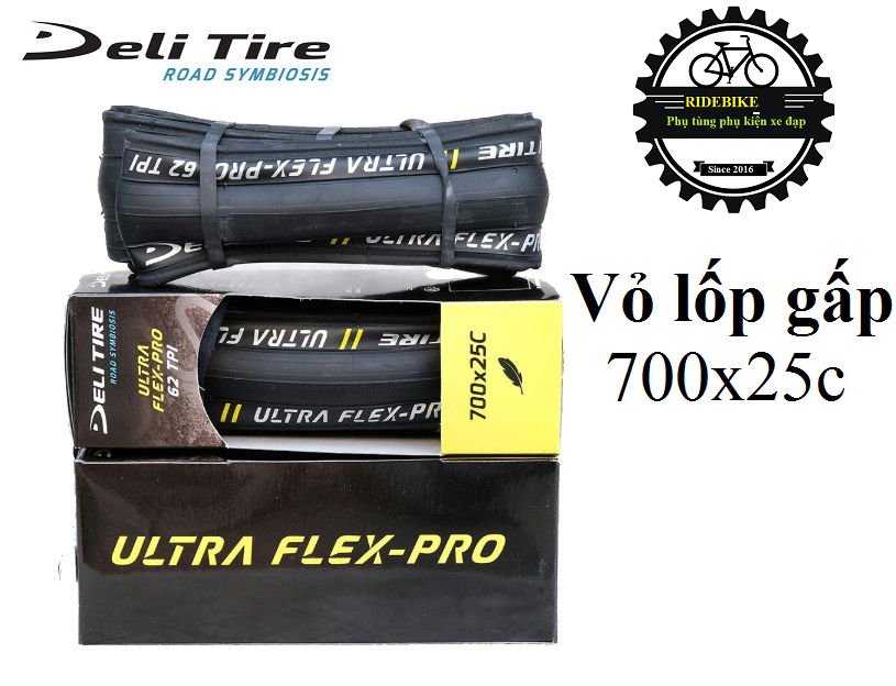 Vỏ lốp gấp xe đạp deli tire ultra flex-pro 700x25c