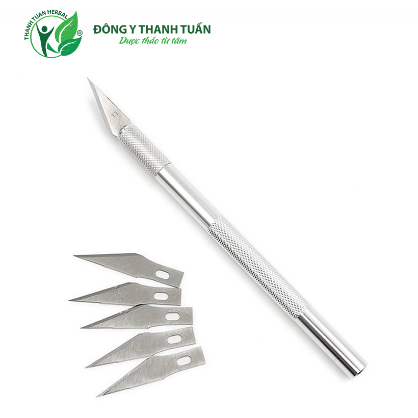 Dao mổ cán tròn (Tặng 5 lưỡi dao) - Chuyên dùng y tế, dọc giấy, sửa linh kiện điện thoại, ghép cây, cắt decal, căt thiệp