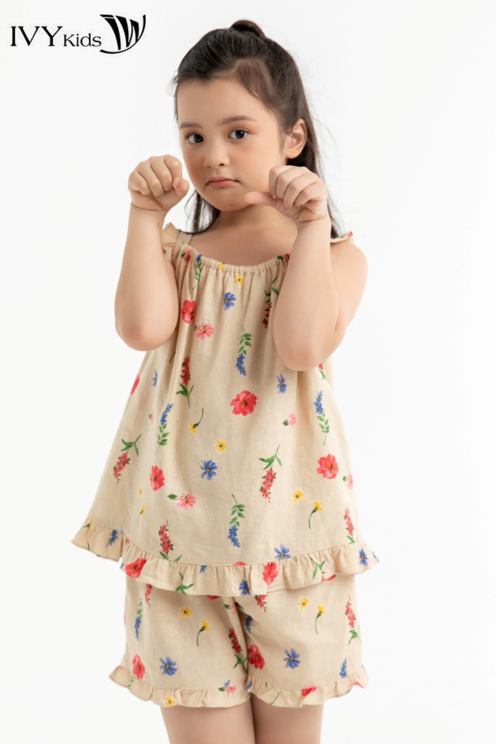 Set áo 2 dây và quần phối bèo IVY moda MS 15G1483
