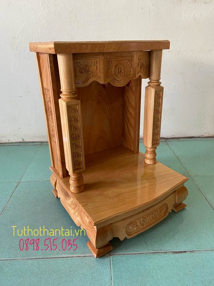 Bàn thờ thần tài cột vuông 40 x 60cm - Gỗ Gõ Đỏ