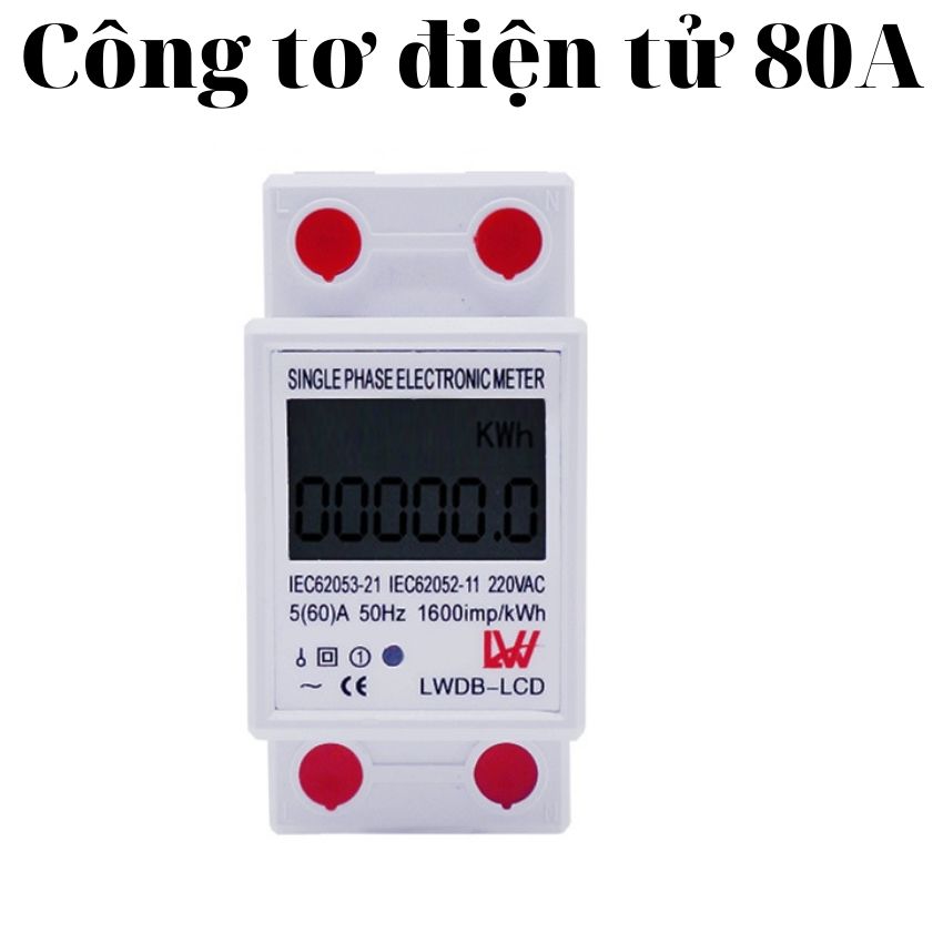 Công tơ điện tử 1 pha 220v-80a lw - đồng hồ đo công suất tiêu thụ kwh