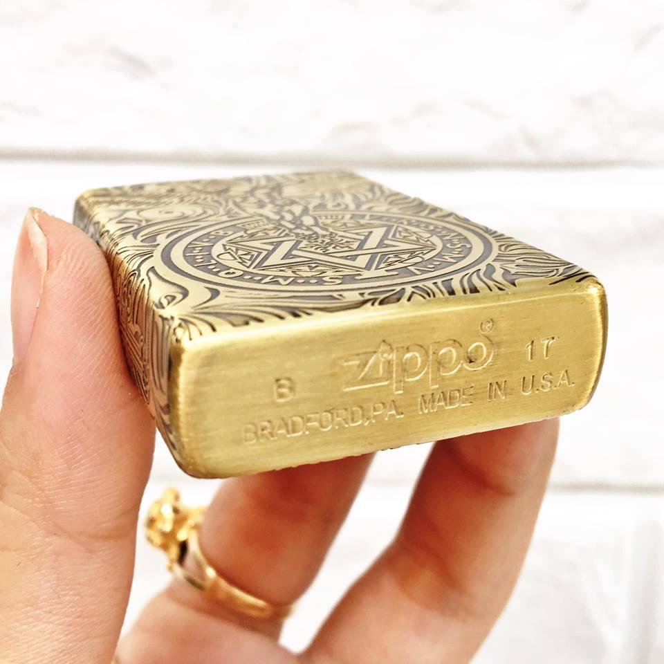 [HCM]BẬT LỬA ZIPPO MỸ - ĐỒNG KHẮC 5 MẶT HÌNH THIÊN THẦN - (CÓ TEM ĐỎ) - (XÀI XĂNG)
