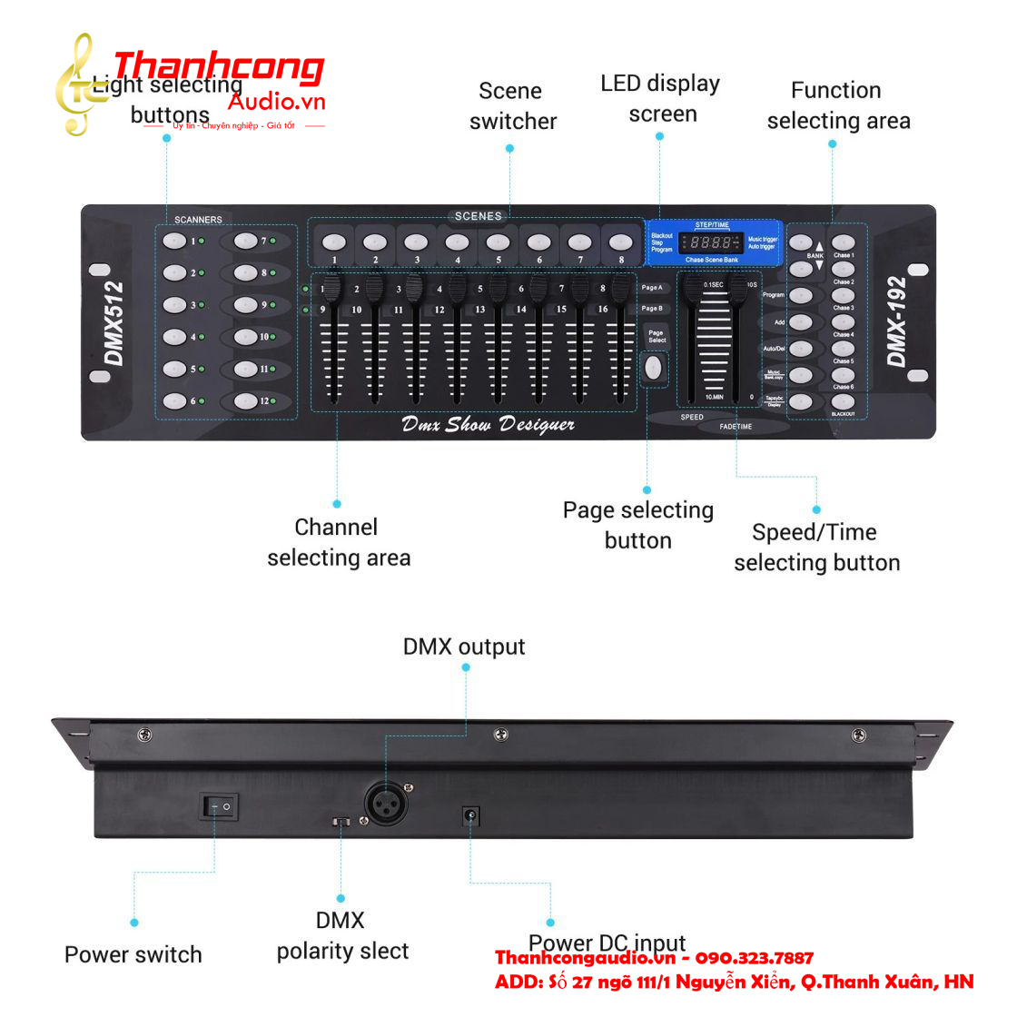 DMX 512 stage lighting console ( - 192 channels).
