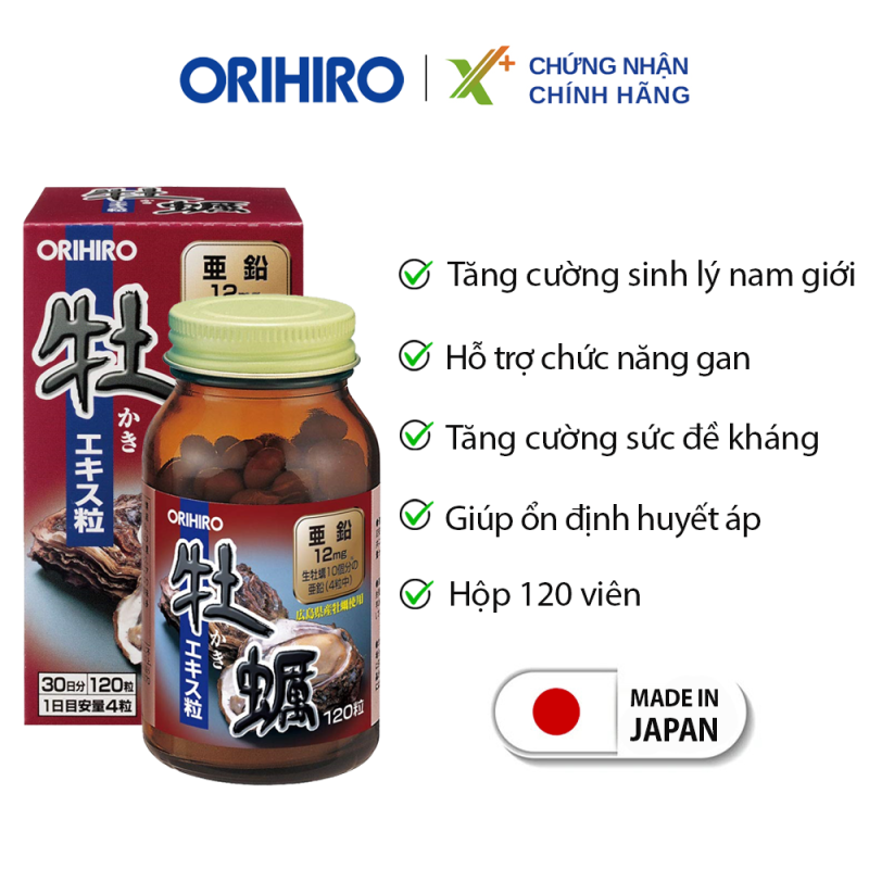 Viên uống tinh chất hàu tươi Orihiro tăng cường chức năng sinh lý, sinh sản nam giới 120 viên XP-OR-HAU01 nhập khẩu