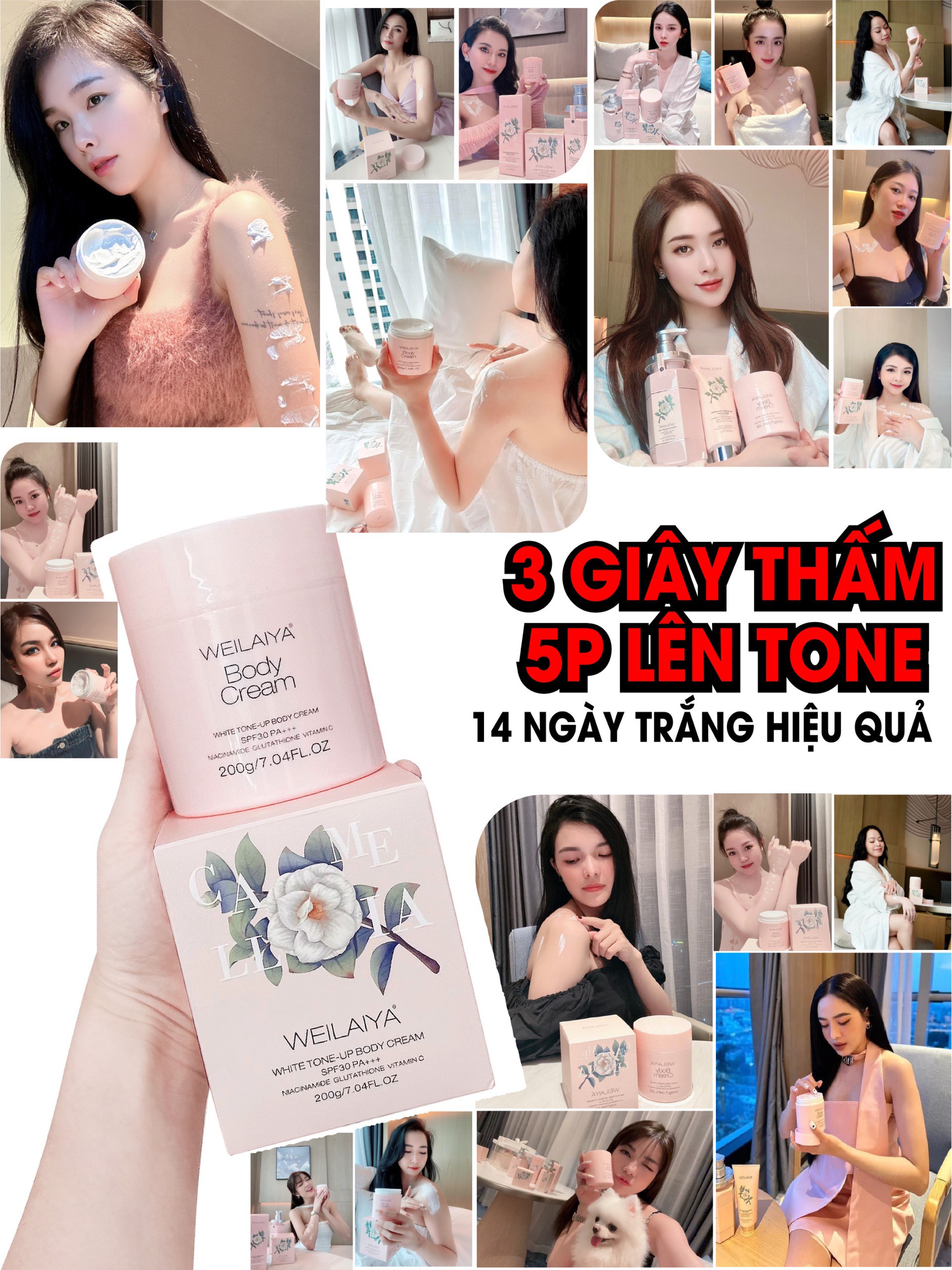 Combo Dưỡng Trắng ngày và đêm Weilaiya (Kem ban ngày 200g & Lotion Serum Dưỡng Trắng ban đêm 200ml)