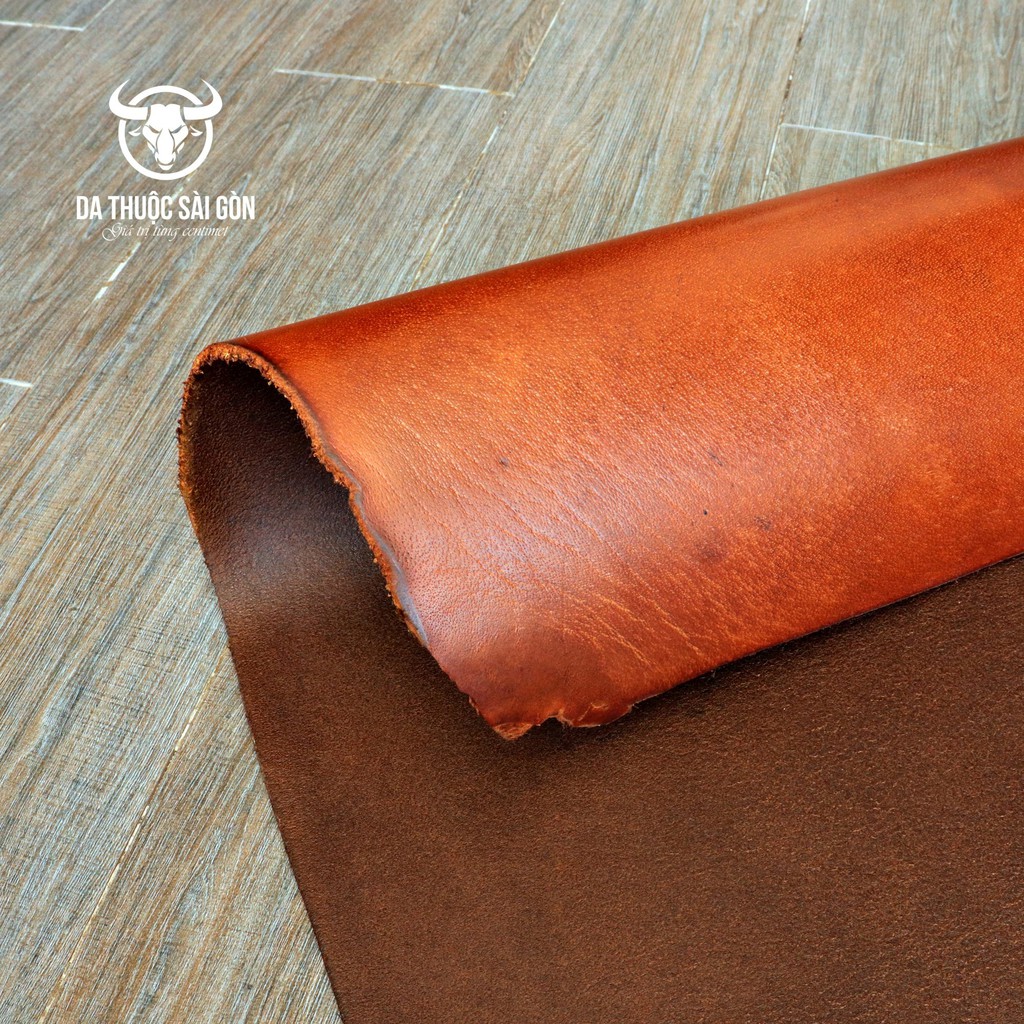 Da trâu dày 4 mm cao cấp làm thắt lưng màu nâu bò thương hiệu Da Thuộc Sài Gòn - Cung cấp da thuộc