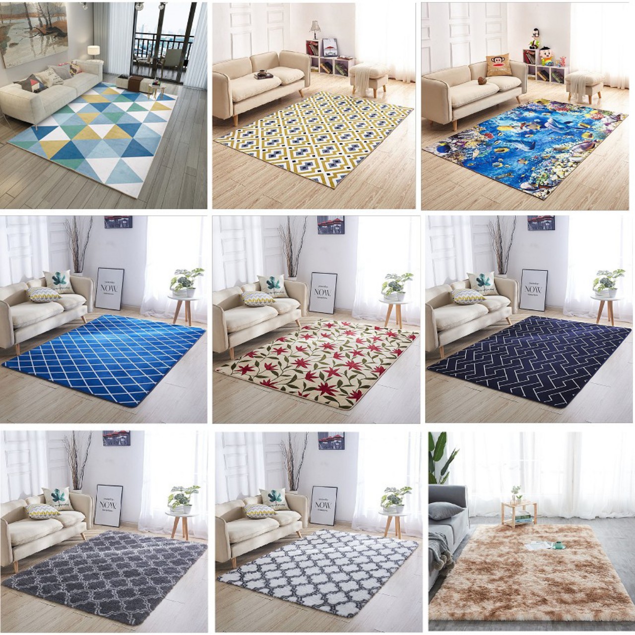 Thảm phòng khách - thảm sofa kích thước 1,4m*2m và 1,6m*2,3m (nhiều mẫu)