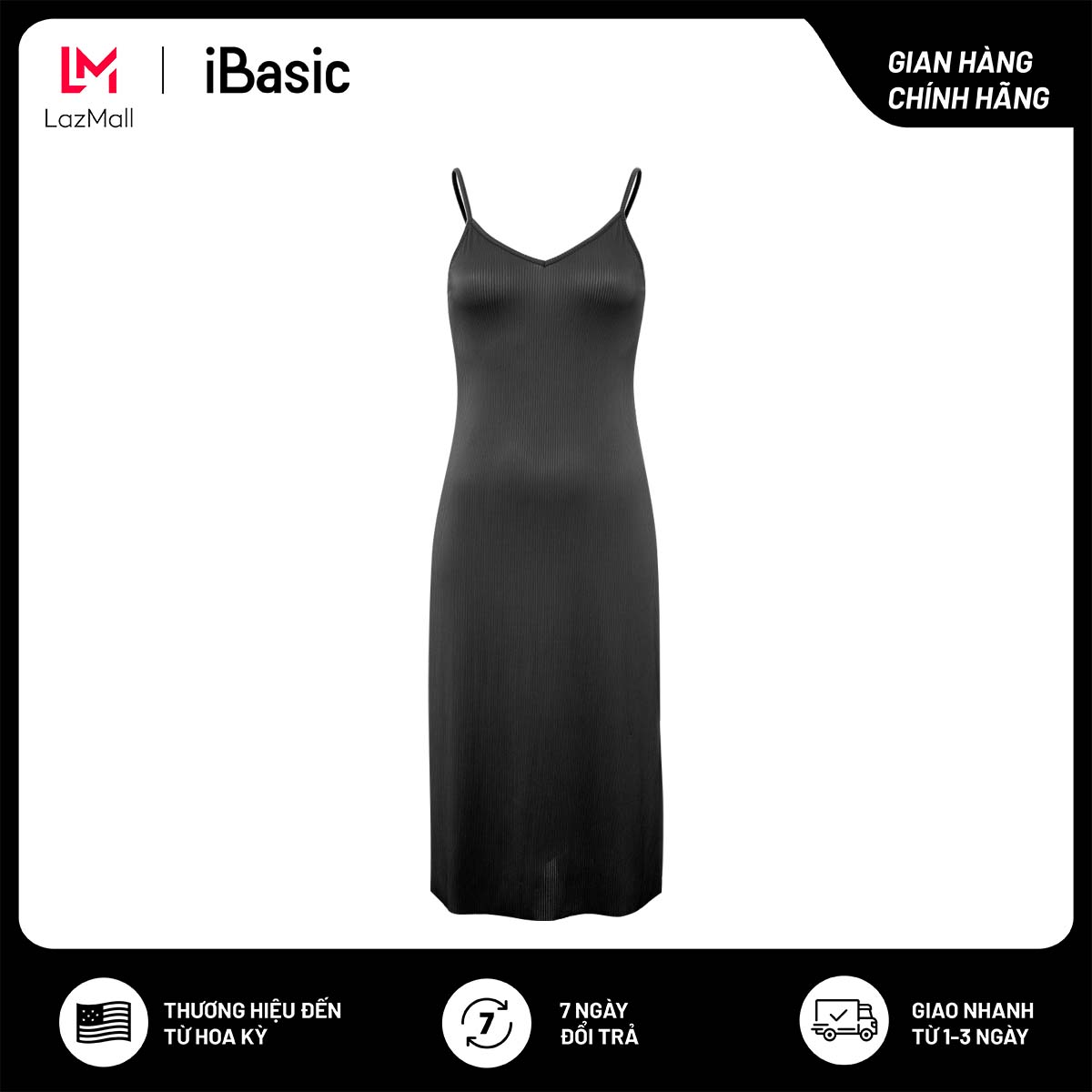 Đầm ngủ nữ hai dây lưng mở U iBasic SW061