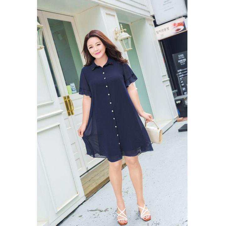 Đầm bigsize, đầm béo, đầm suông dáng sơ mi MQ 10