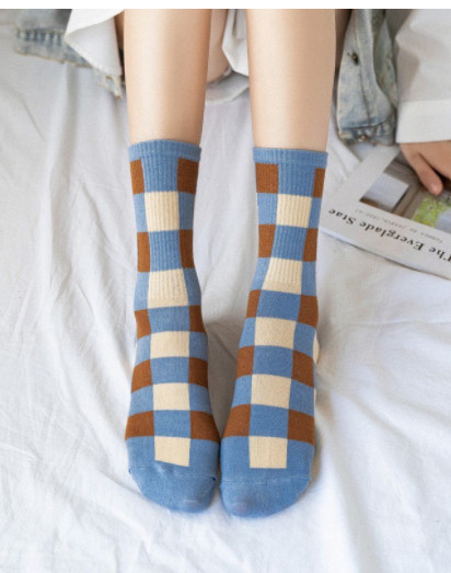 Tất Unisex Cao cổ Họa Tiết Solid Blue