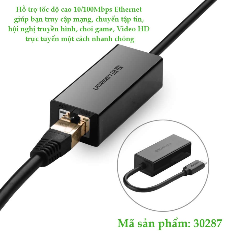 Cáp USB Type-C to Lan 10/100Mbps Ugreen 30287