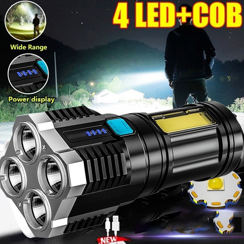 Đèn pin 4 led l19 - sạc pin usb