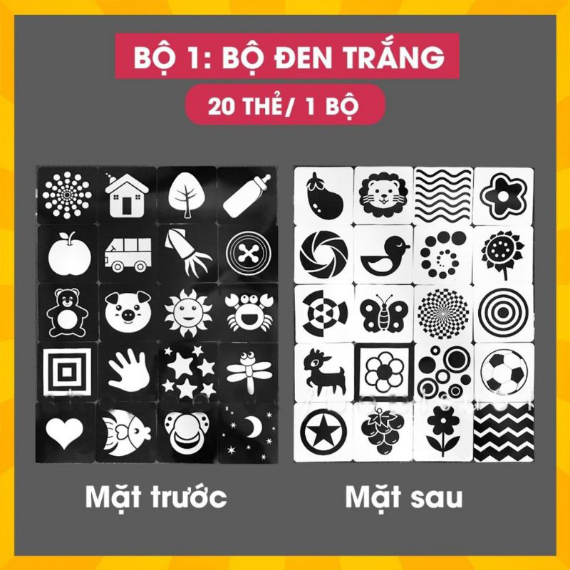 Bộ Thẻ Kích Thích Thị Giác Cho Bé từ 0 đến 4 Tuổi Loại Lớn - FlashCard Kích Thích Não Bộ Cho Trẻ Em In 2 Mặt Chống Thấm Nước